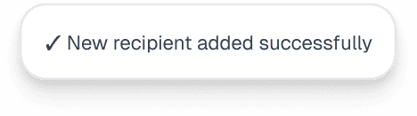 New recipient added successfully